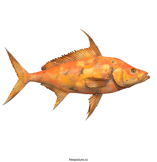 [Transparent Background PNG]Golden Fish Sculpture on White Background