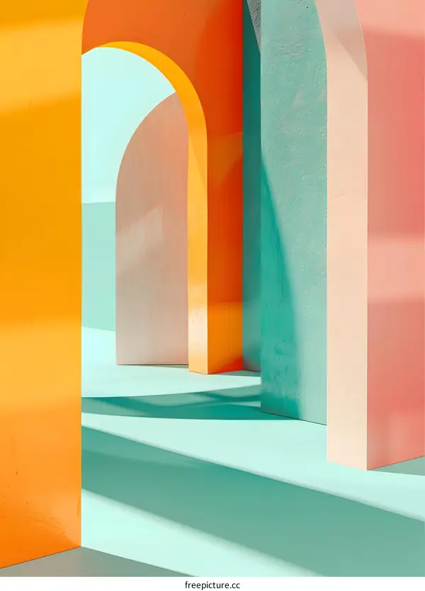 Abstract Archway Background with Colorful Walls