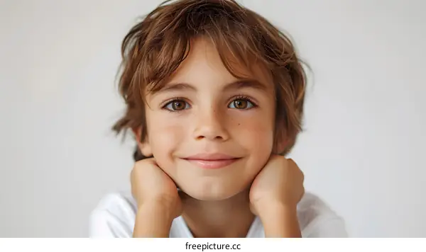 Portrait of a Smiling Boy with Freckles