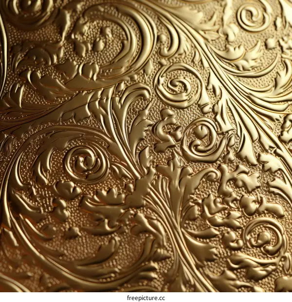 Golden filigree seamless pattern with floral elements