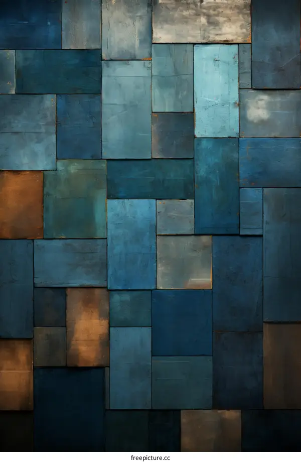 Blue wooden background made of planks