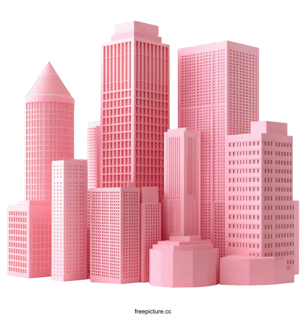 [Transparent Background PNG]Pink Cityscape Illustration Design