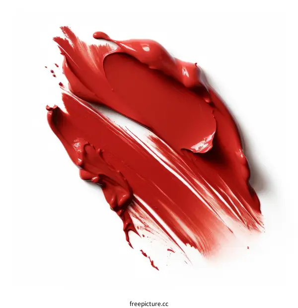 Red smear of lipstick or nail polish isolated on white background