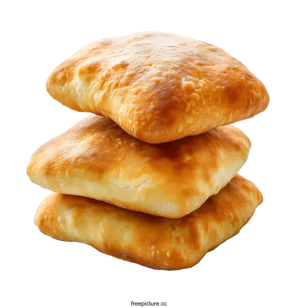 [Transparent Background PNG]Three Square Pieces of Fried Dough on White Background