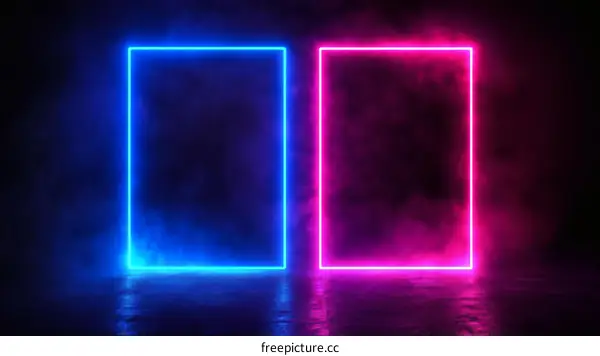 Neon Light Frames in Dark Background