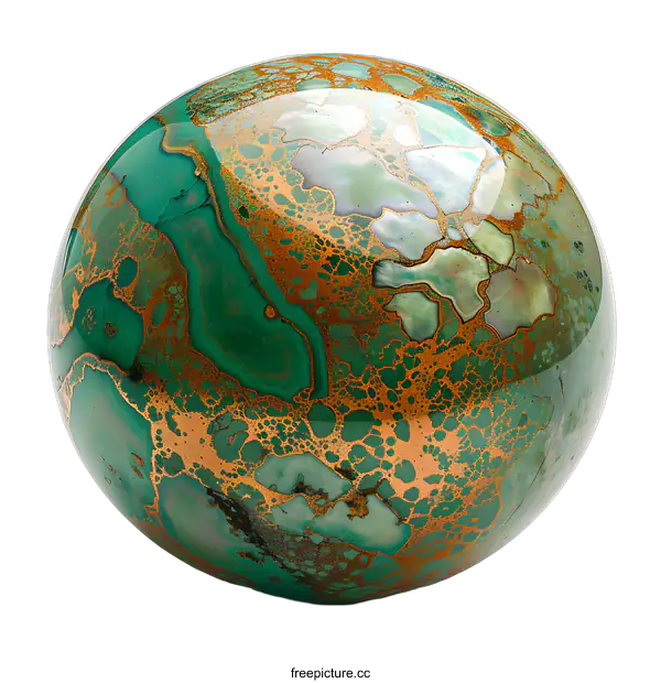 [Transparent Background PNG]Green and Gold Ornamental Sphere