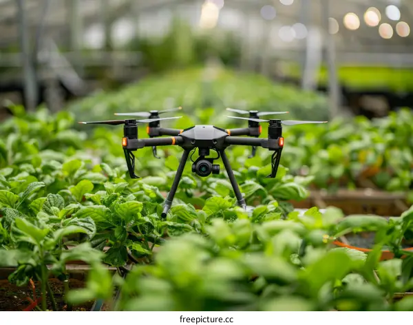 Drone Flying Over Green Field