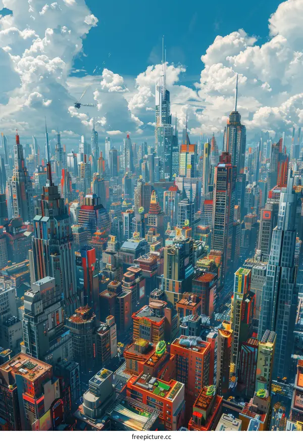 Futuristic Cityscape Aerial View Illustration