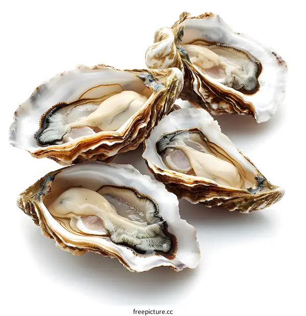 Fresh Oysters on White Background