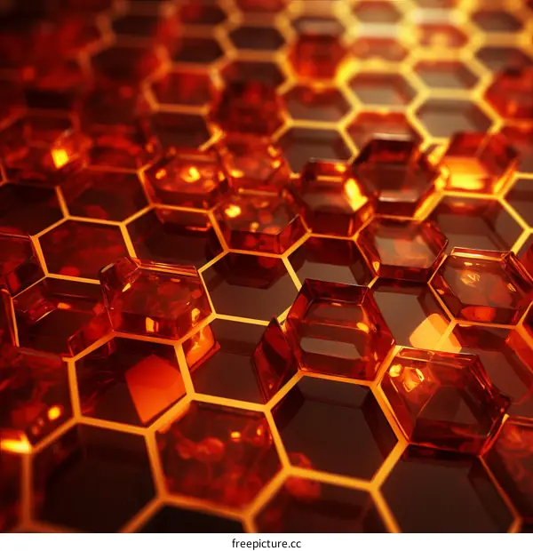 Red and orange translucent hexagons