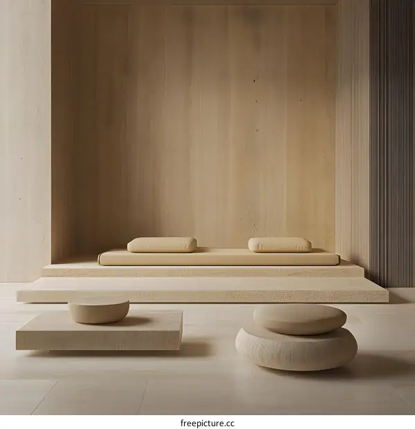 Minimalist Interior Design with Wooden Walls and Cushions