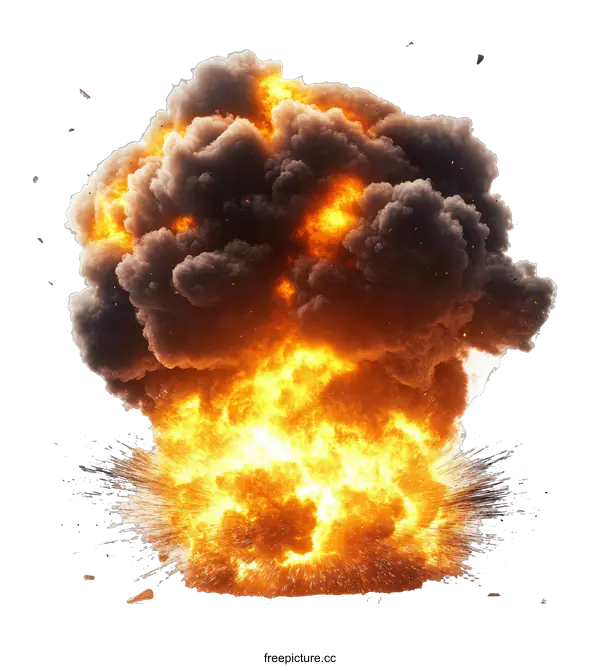 [Transparent Background PNG]Explosion of Fire and Smoke Illustrative Image