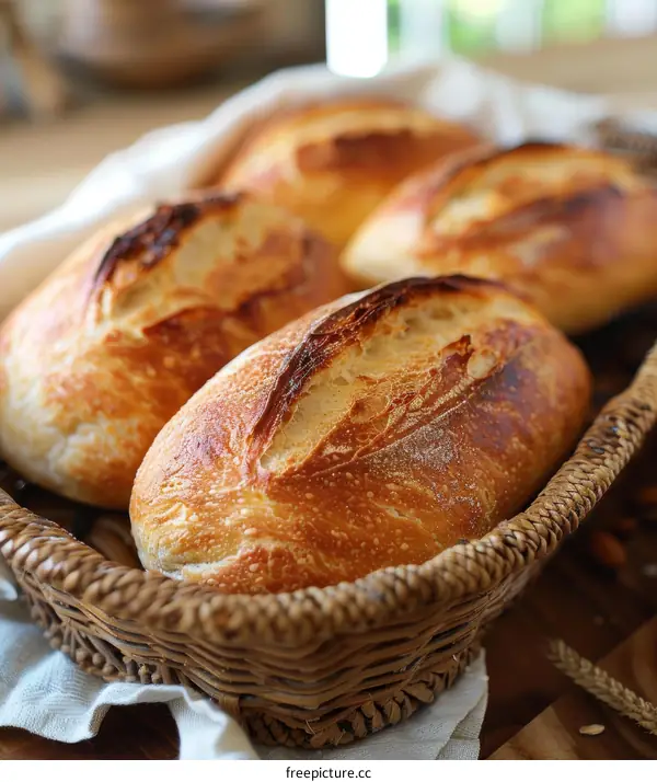 Freshly Baked Artisan Bread in Basket