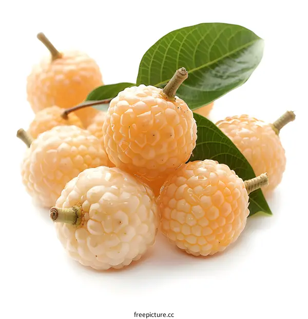 Fresh ripe rambutan fruit with leaves