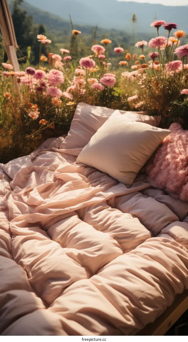A dreamy bed among the flowers