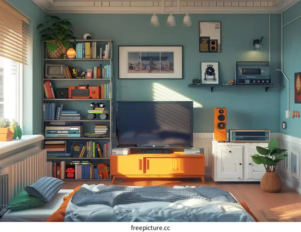 Cozy Retro Bedroom Interior Environment Design