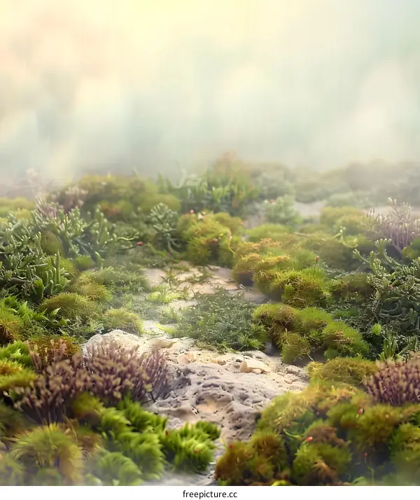 Green Mossy Path in a Magical Forest