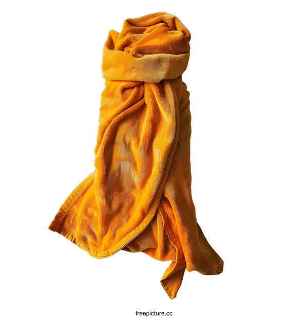 [Transparent Background PNG]Yellow Fleece Blanket Folded On White Background