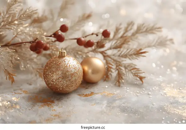 Elegant Christmas Decorations with Gold Ornaments