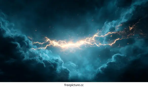 Powerful Lightning Striking Dark Clouds