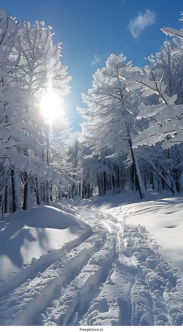 Snowy Path Through the Winter Forest