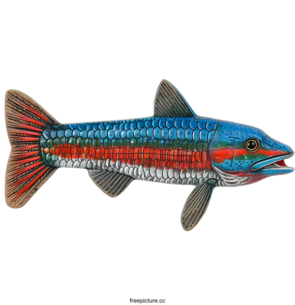 [Transparent Background PNG]Colorful Fish Sculpture on White Background