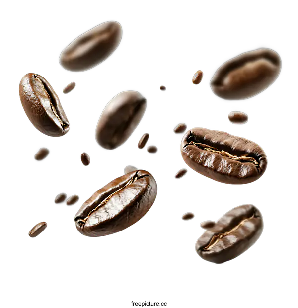 [Transparent Background PNG]Coffee Beans Falling in Motion
