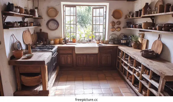 Rustic Wooden Kitchen with Vintage Decor