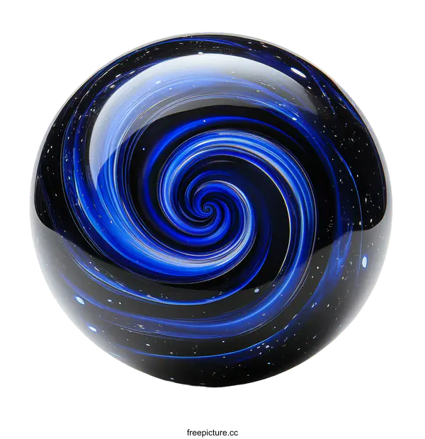 [Transparent Background PNG]Abstract Blue Spiral Glass Sphere