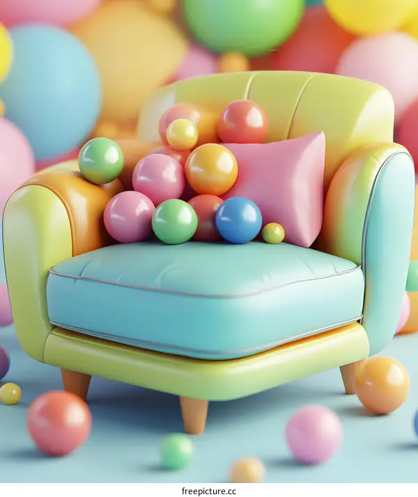Colorful Armchair with Balls and Pillow