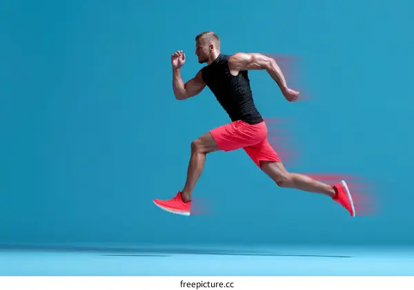 Powerful Male Athlete in Motion