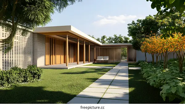 Modern House with Patio and Garden Design