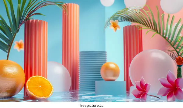 Modern Geometric Tropical Fruit Display