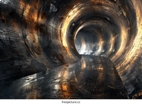 Rusty Metal Tunnel: Grungy Industrial Abstract