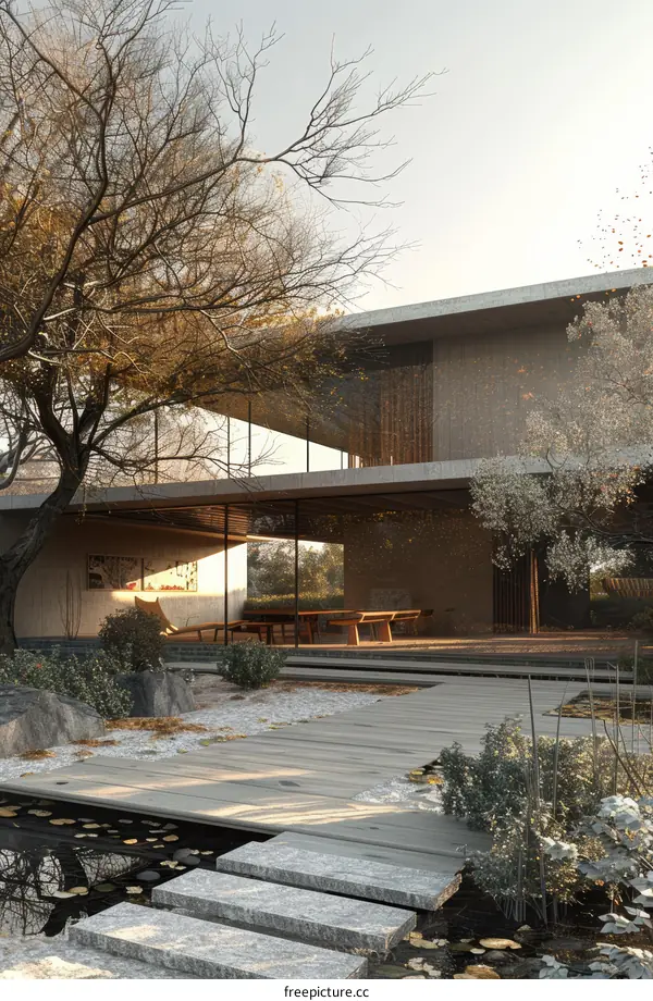 Courtyard House Design with Natural Elements