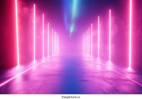 Neon Corridor with Pink and Blue Lights