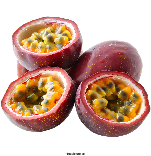 [Transparent Background PNG]Fresh passion fruits on white background