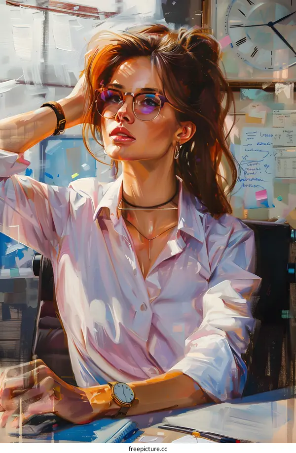 portrait of a beautiful woman wearing glasses and a white shirt
