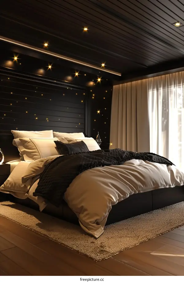 Modern Bedroom Interior Design with Dark Accents