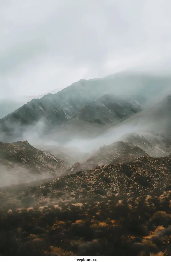 Foggy Mountain Landscape in the Desert