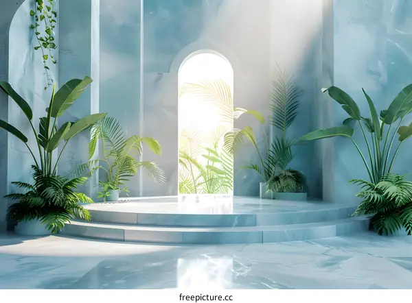 Marble Archway with Plants