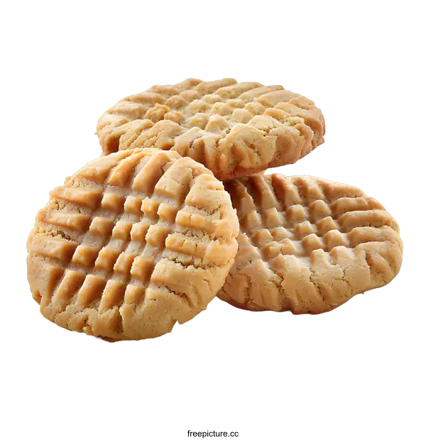 [Transparent Background PNG]Three Delicious Peanut Butter Cookies