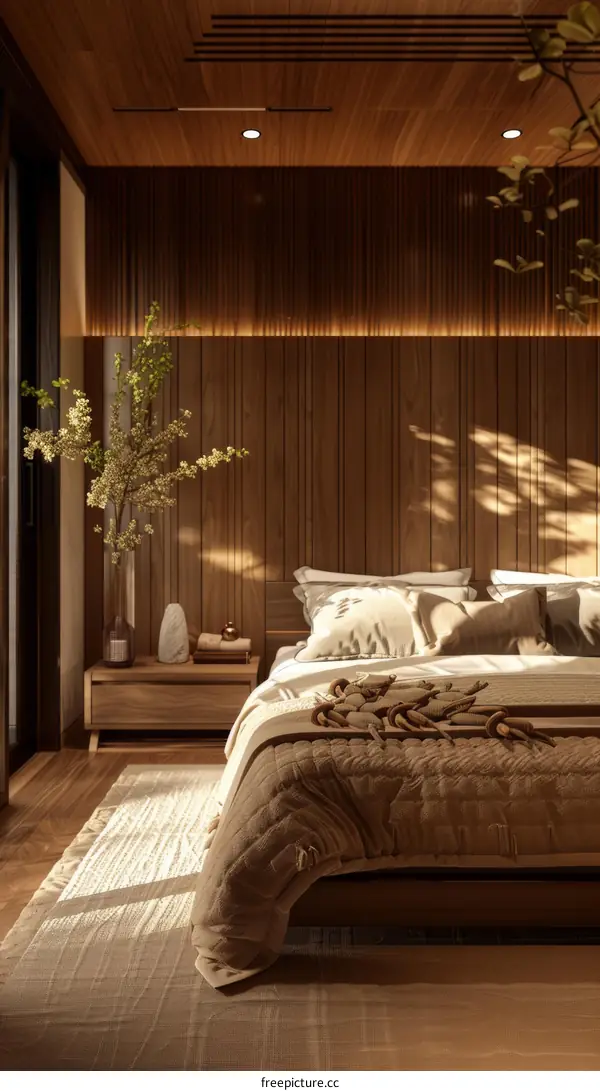 Warm and Livable Japanese Style Minimalist Master Bedroom Design