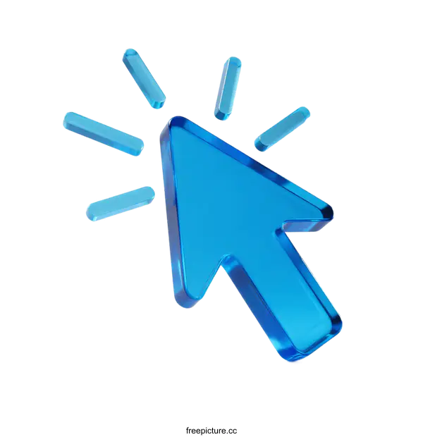 [Transparent Background PNG]Blue Computer Cursor with Glowing Light Effect