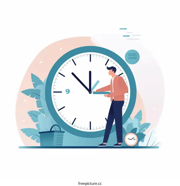 Man Adjusting Time on Large Clock