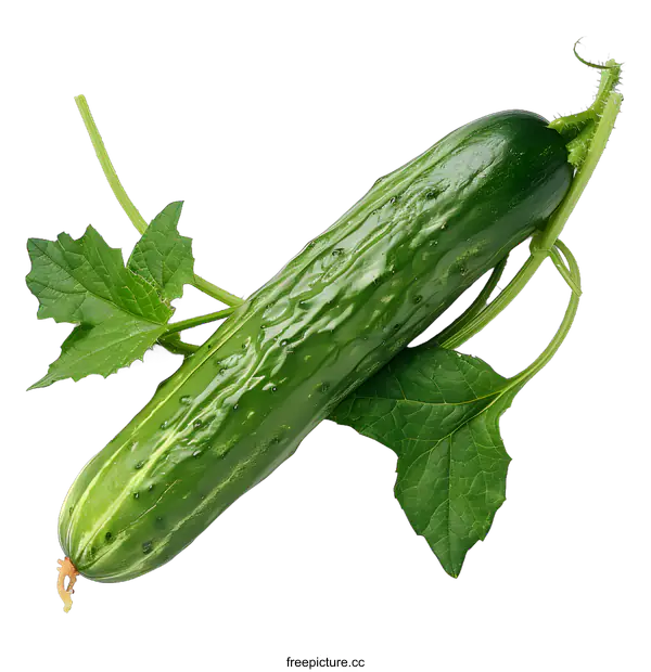 [Transparent Background PNG]Single cucumber with vine