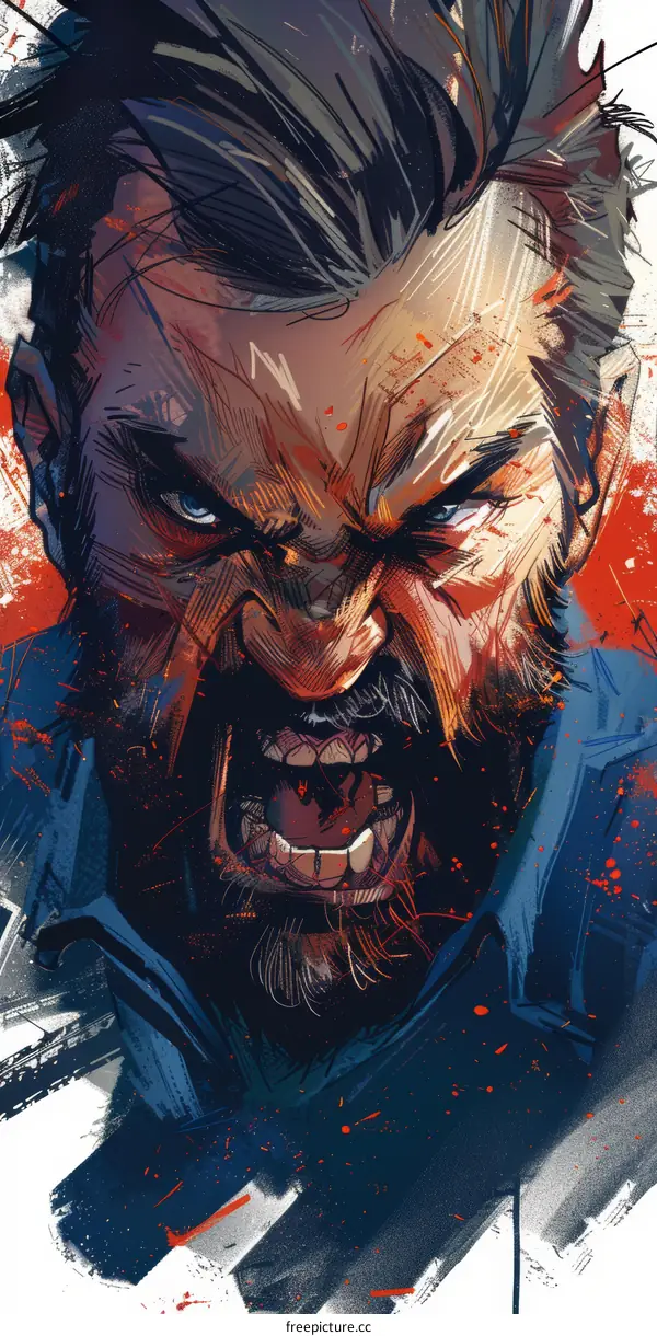 man face close up screaming