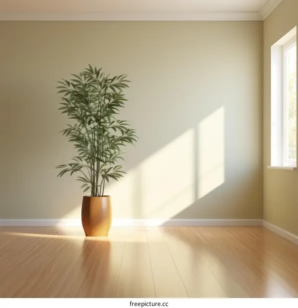 Sunlight Streaming Through a Window in a Minimalist Room
