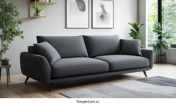 Modern Gray Fabric Sofa in a Stylish Living Room