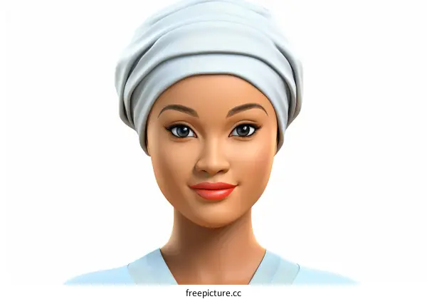 An illustration of a young African-American woman wearing a white headscarf